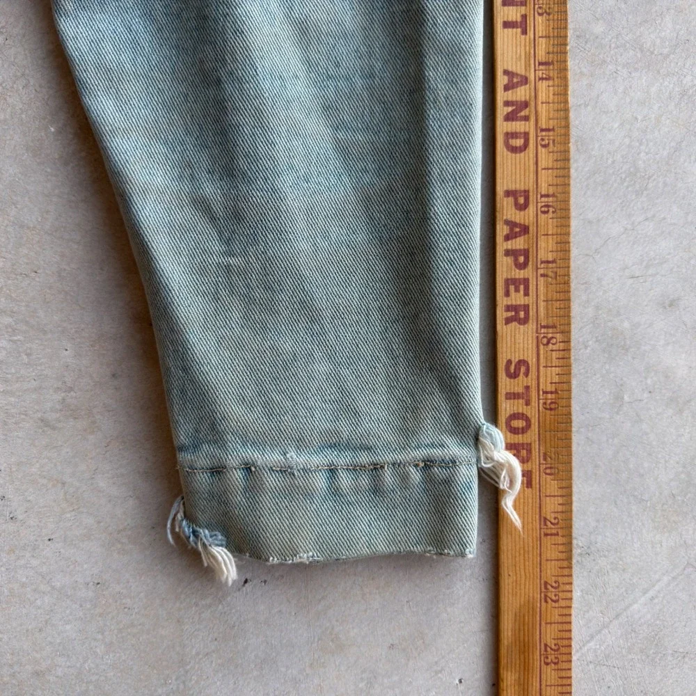 Vintage Distressed Denim Zip Up Jacket Light Wash Workwear Trucker Mens L/XL